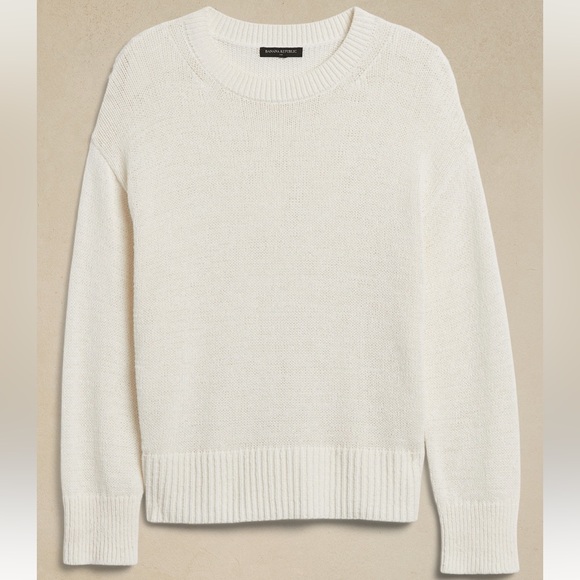 BANANA REPUBLIC Cotton Textured Sweater in Eru (Cream), Size Large - Picture 2 of 7